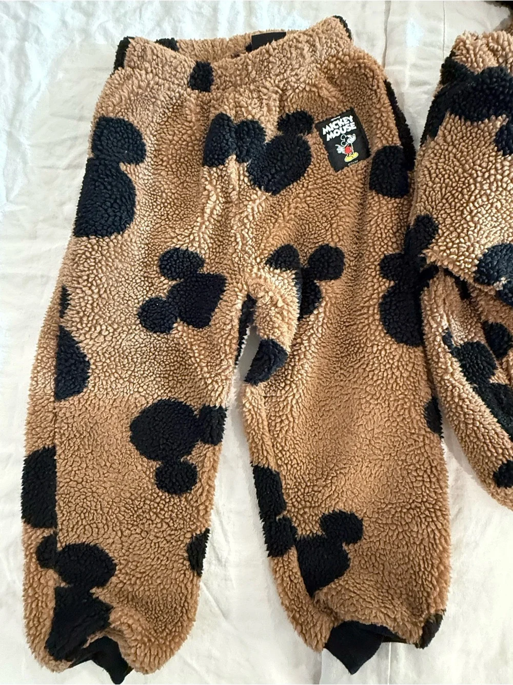 Zara Mickey Mouse Brown & Black Fleece Hoodie and Pants Set